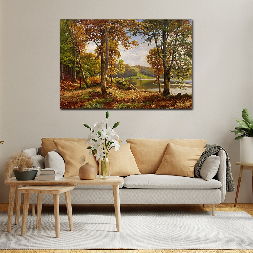 【御畫房】湖畔風景 國家一級畫師手繪油畫60×90cm(VF-194), , large