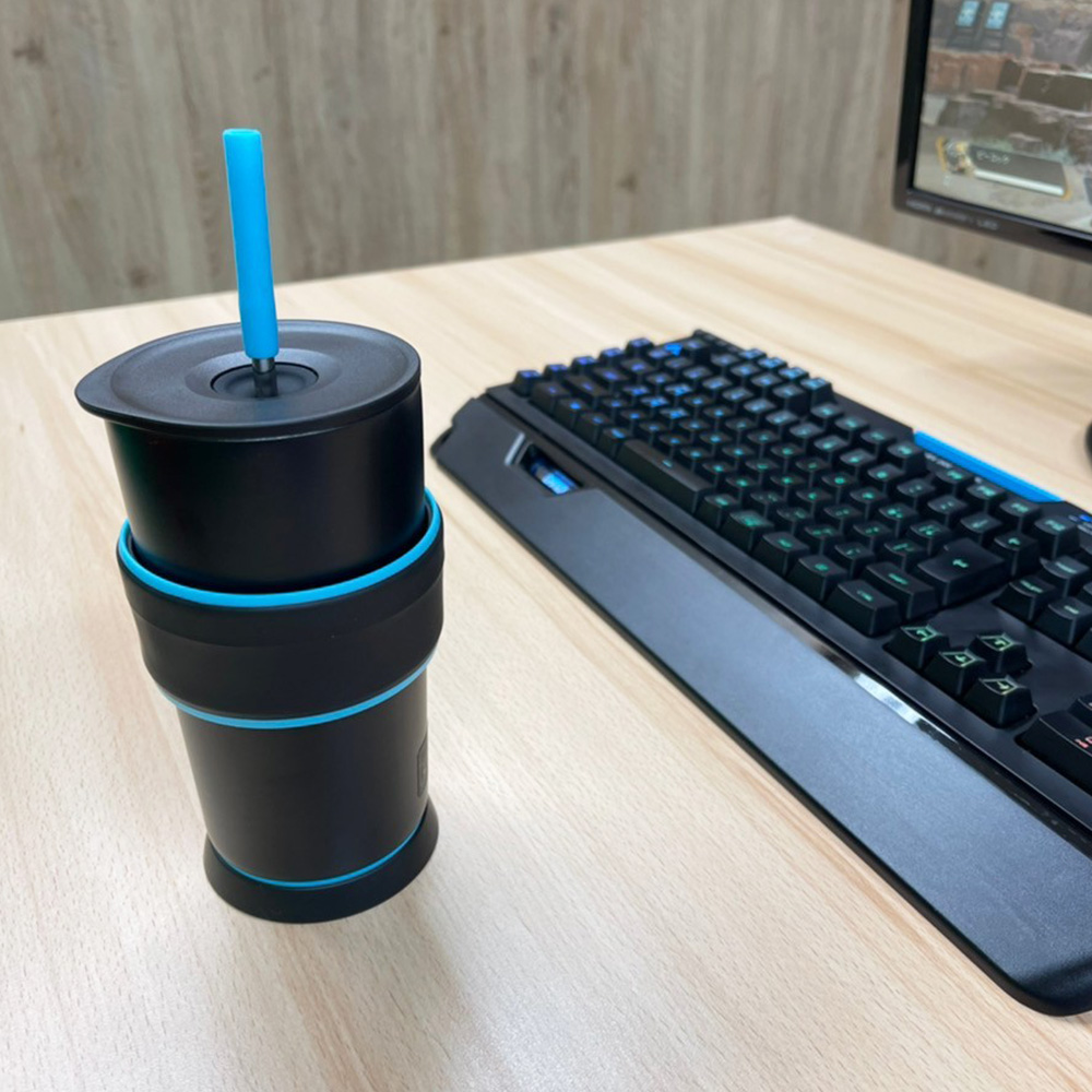 【日本孔雀Peacock】316不鏽鋼 運動不倒翁保溫杯 TPE握把 防滑防倒底座 550ML(可調式吸管)-任選色, , large