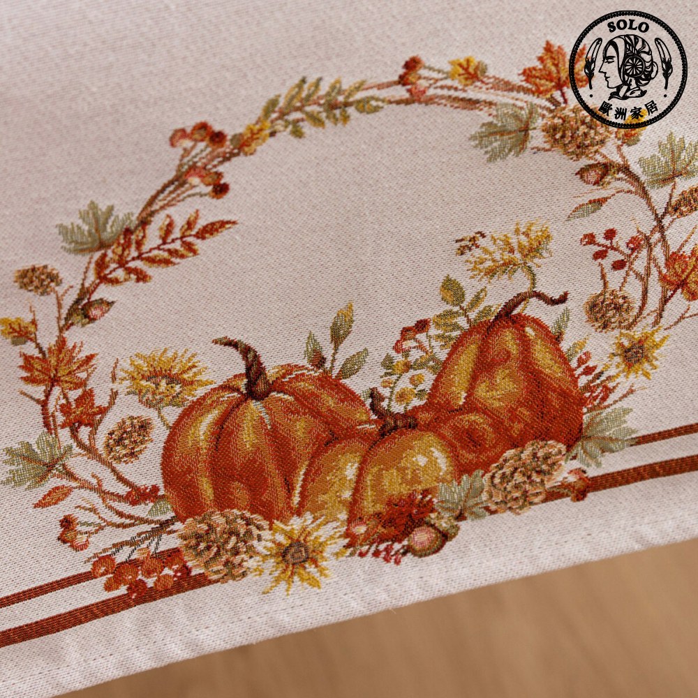 【SOLO歐洲家居】LCW Home 土耳其製 45x120CM 南瓜桌旗 刺繡 厚實 桌布 桌巾 桌墊 餐墊, , large