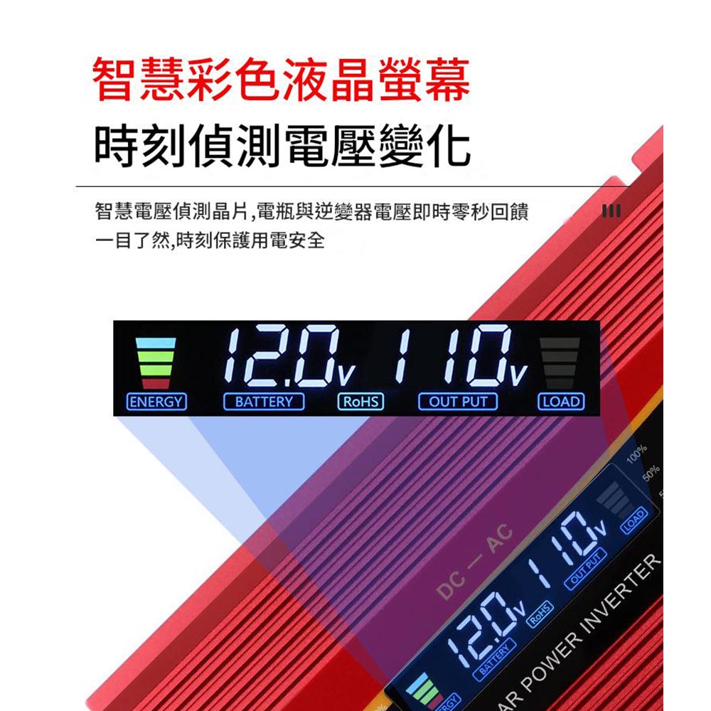 Dual-plug car inverter - Xuyuan Red 7000W 12V/24V universal model, , large