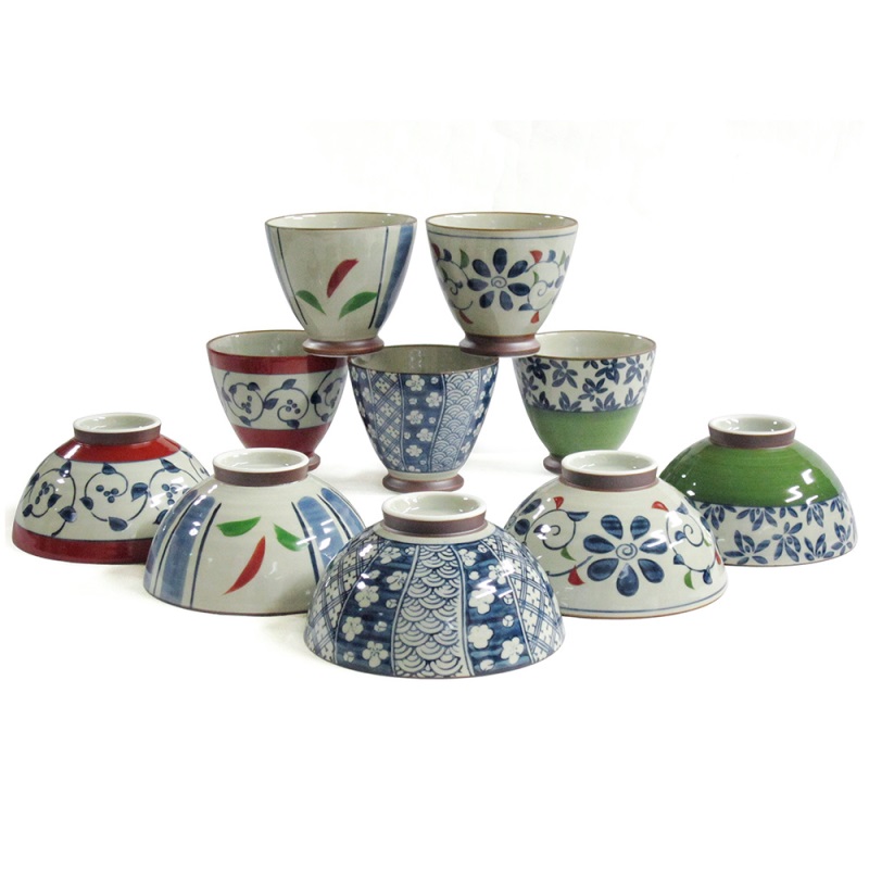 [豐名日本餐具] 杯碗組 染錦繪彩 5色入組 有田燒 / C00GP0-73, , large