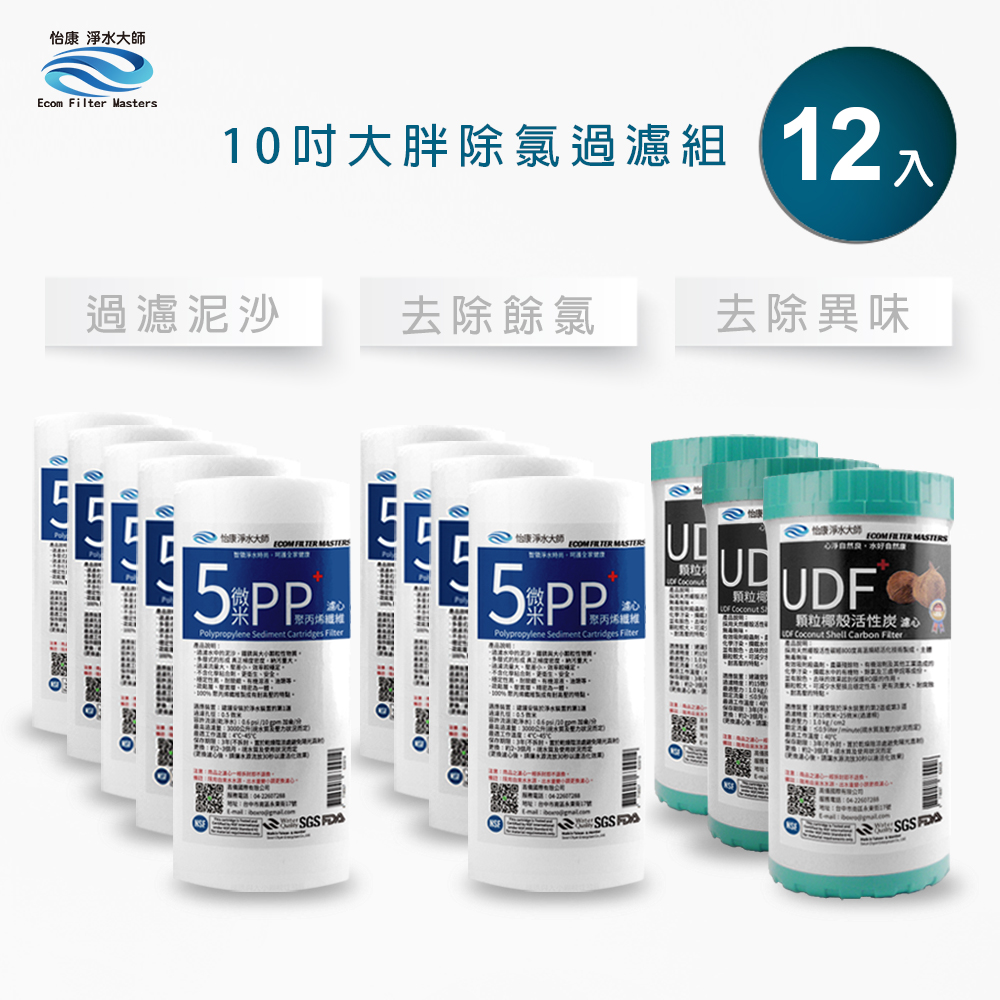 【怡康淨水】10吋大胖 二道式濾心組, , large