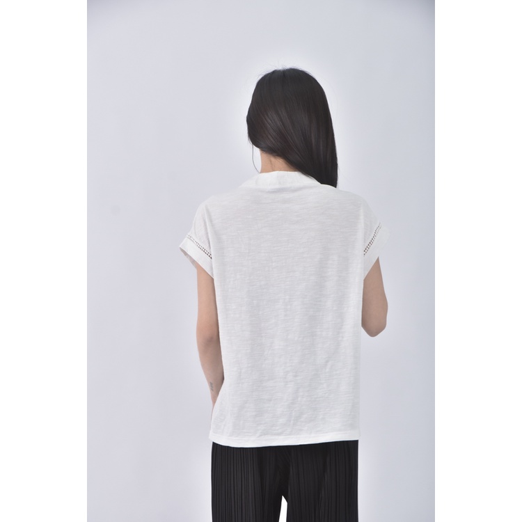 (S) girlsmonday質感V領白色短袖上衣二手衣, , large