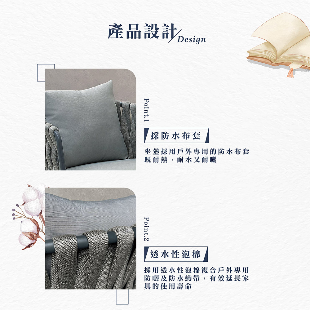 【Hampton 漢汀堡】綸登戶外休閒椅-深灰, , large