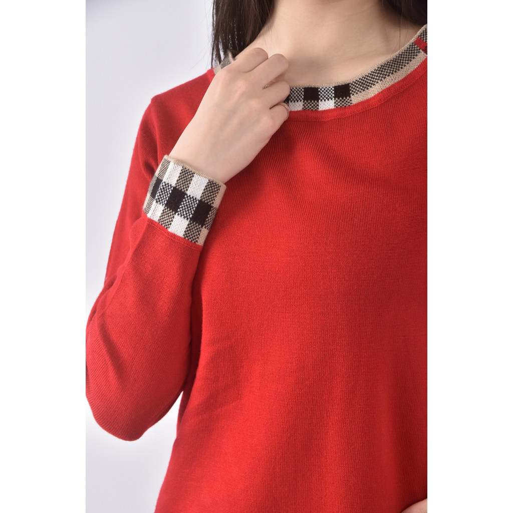 (M) 質感格紋紅色洋裝二手衣, , large