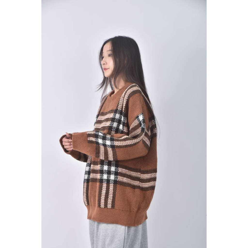 (2XL) 格紋棕色長袖上衣二手衣, , large