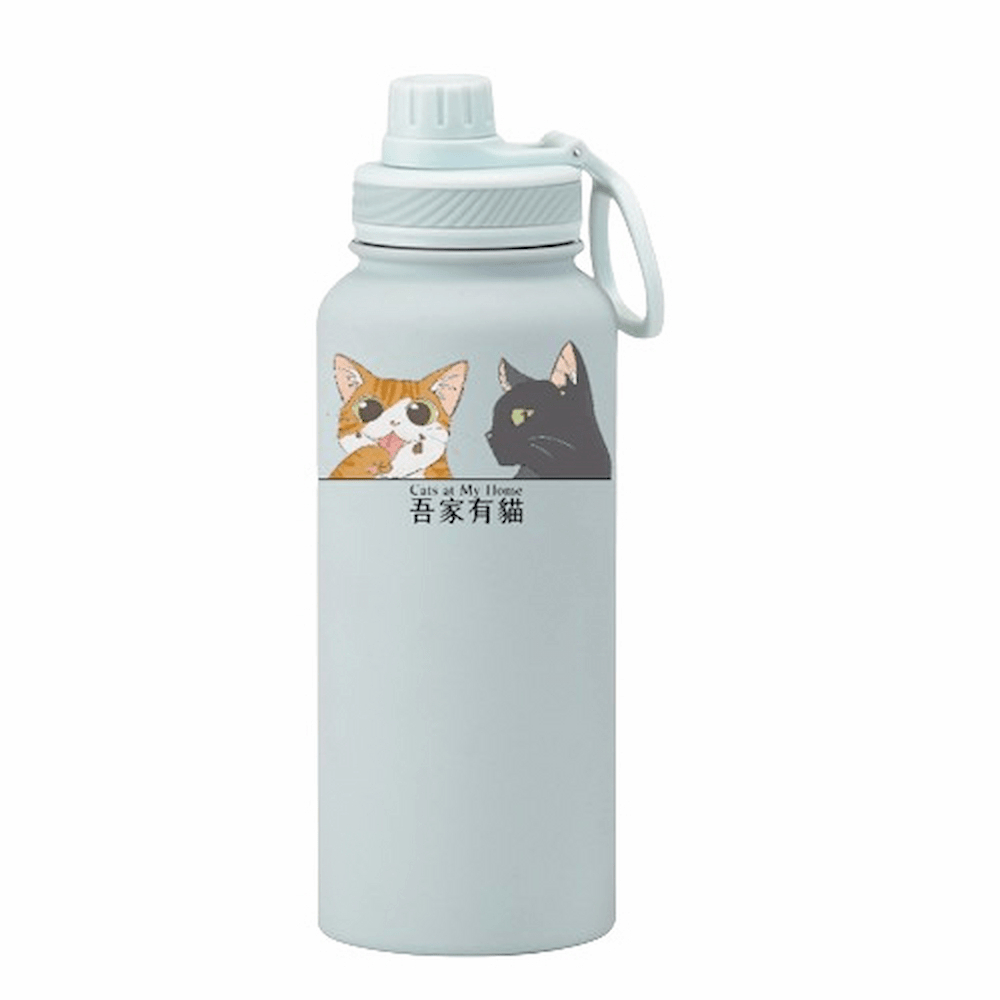 【吾家有貓】吾家有貓運動水壺陶瓷款 1000ML-青白, , large