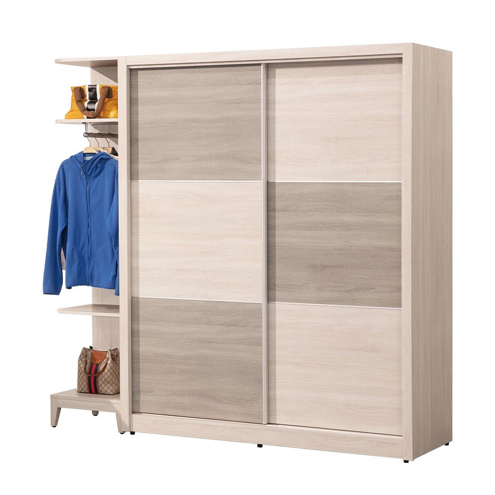 【唯熙傢俱】海瑟薇雙色6.7尺滑門衣櫃