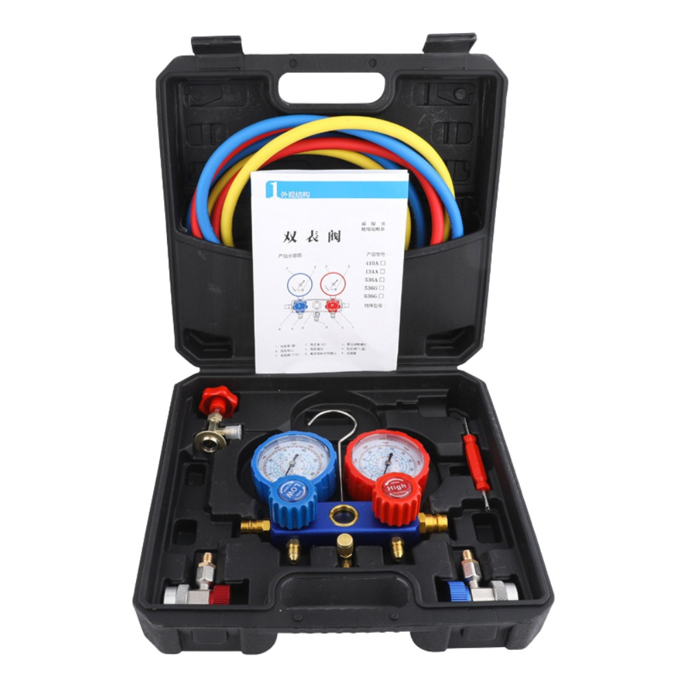 R134a refrigerant dual gauge kit with adjustable gauges (Configuration 1), , large