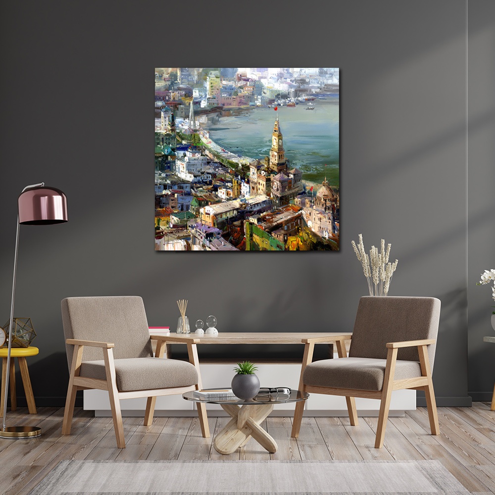 【御畫房】城市印象 國家一級畫師手繪油畫80×80cm(VF-167), , large