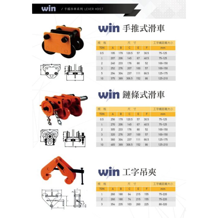 WIN 五金 5T 固定式吊車架 工字鐵夾架 夾架 型鋼夾具 小車 滑車 天車 吊車 鋼軌夾具 吊具 夾具 工字鐵, , large