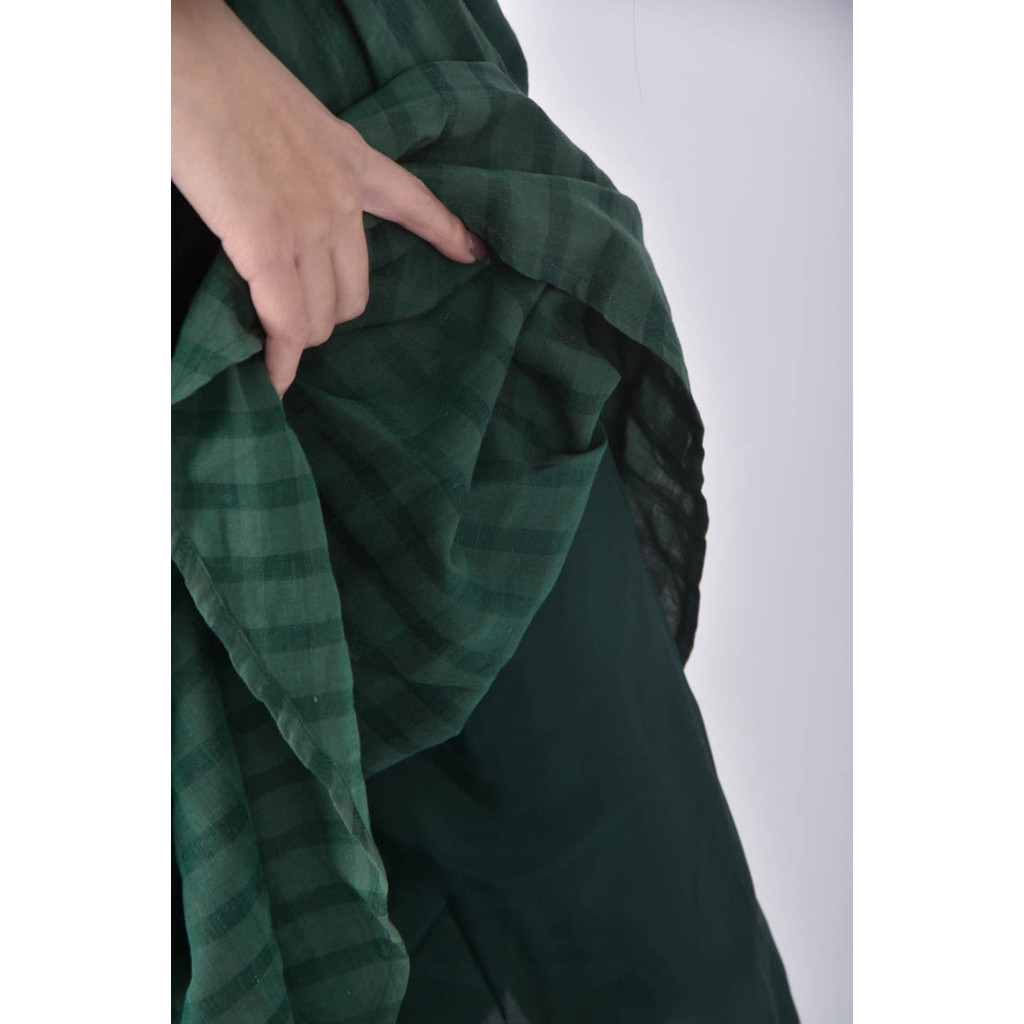 (S) 格子 無袖綠色洋裝二手衣, , large