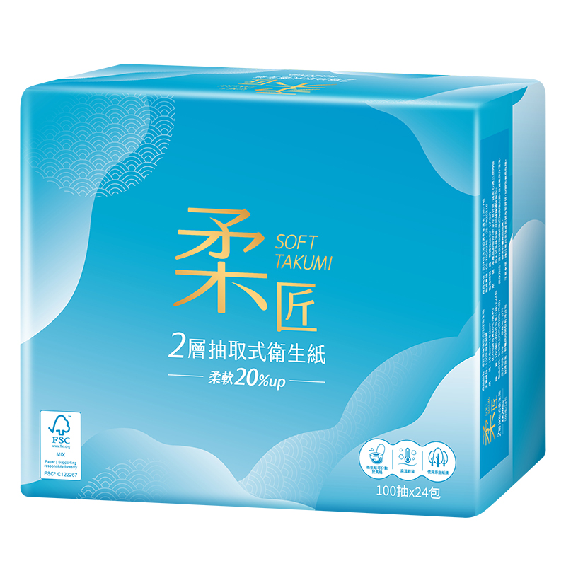 柔匠二層抽取式衛生紙FSC100抽X24