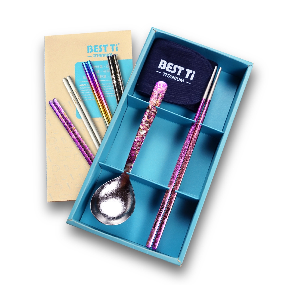 【純鈦餐具禮盒 兩件組 霧面】鈦筷 筷子 湯匙 餐具組 餐具 鈦餐具 環保餐具 露營餐具 禮盒 交換禮物 禮物, , large