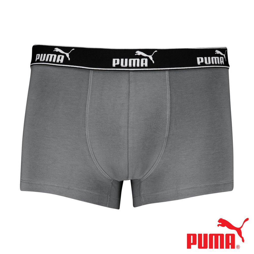 PUMA 平口內褲 3件組 彪馬 跳豹 男內褲 平角內褲 修身 防捲邊 貼合 耐穿 柔軟 棉質 透氣 抗菌 黑 深灰 灰, , large