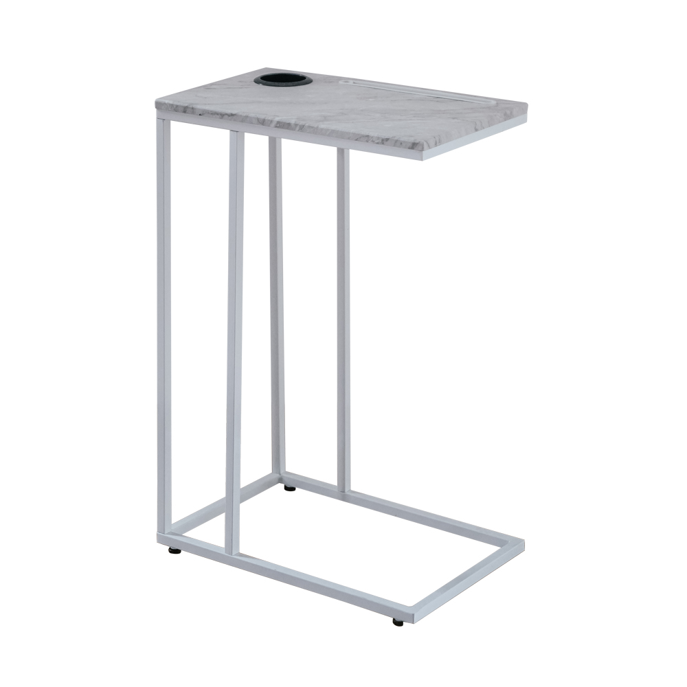 RICHOME柏蒂大理石紋萬用桌(附杯架)-白<DIY組裝商品>