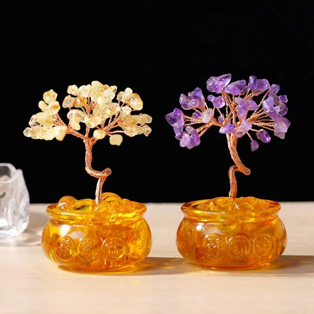 【A&R】發財水晶樹聚寶盆 招財進寶迷你款 - 綠水晶, , large