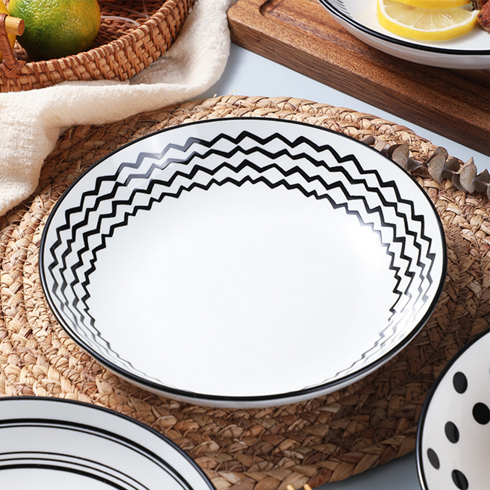 8吋陶瓷深盤【20款可選】陶瓷 圓盤 菜盤 濃湯盤 水餃盤 牛排盤 沙拉盤 水果盤 北歐風 卡通 赫本風 陶瓷盤 田園風 盤子, , large