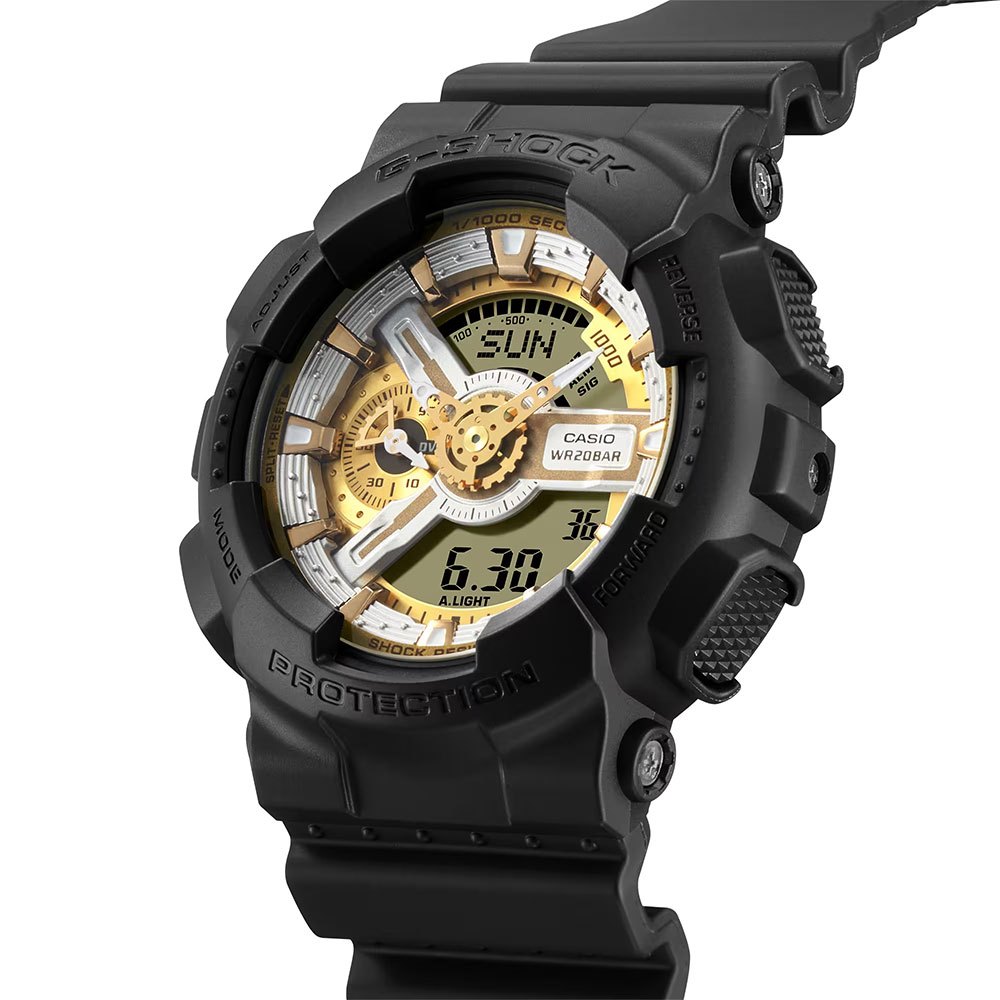 CASIO 卡西歐 G-SHOCK 金銀雙色 雙顯運動手錶 GA-110CD-1A9, , large