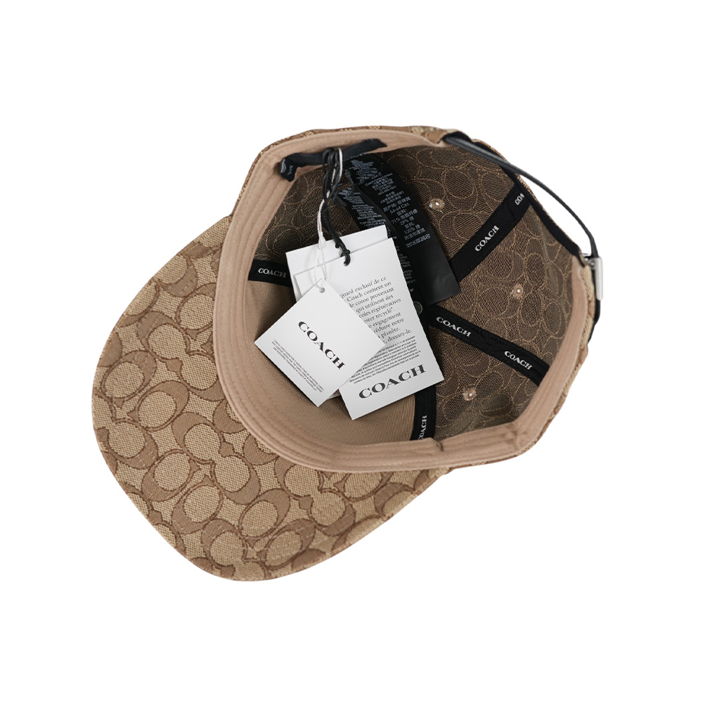 COACH CC Logo 滿版緹花布棒球帽 M-L / 卡其色, , large