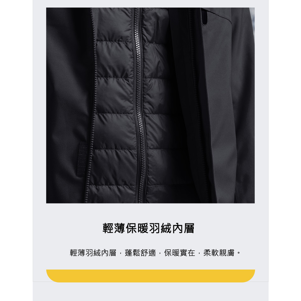 [TECTOP探拓戶外]12145119男款羽絨兩件式外套～90/10白鴨絨 防風防水保暖三合一衝鋒外套, , large