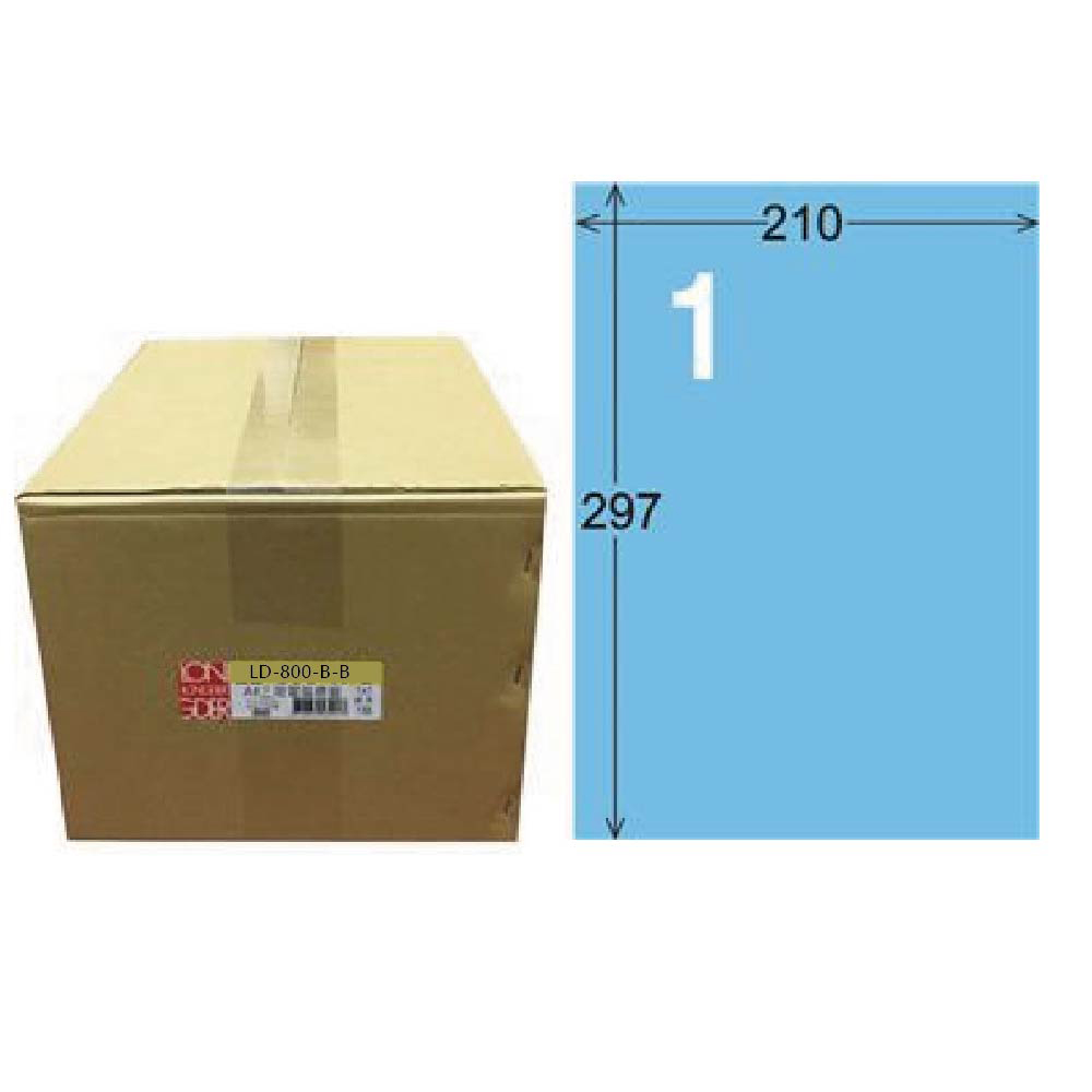 【龍德】LONGDER 三用電腦標籤 A4 1格 210x297mm 淺藍 1000張/箱 LD-800-B-B(適用雷射、噴墨、影印), , large