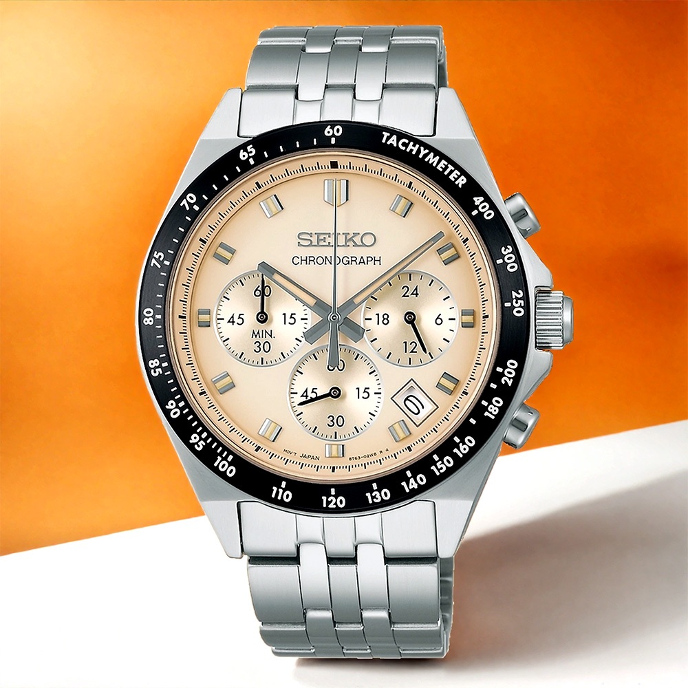 SEIKO 精工 都會紳士三眼計時手錶-米白色 SBTR045J/8T63-02R0S, , large