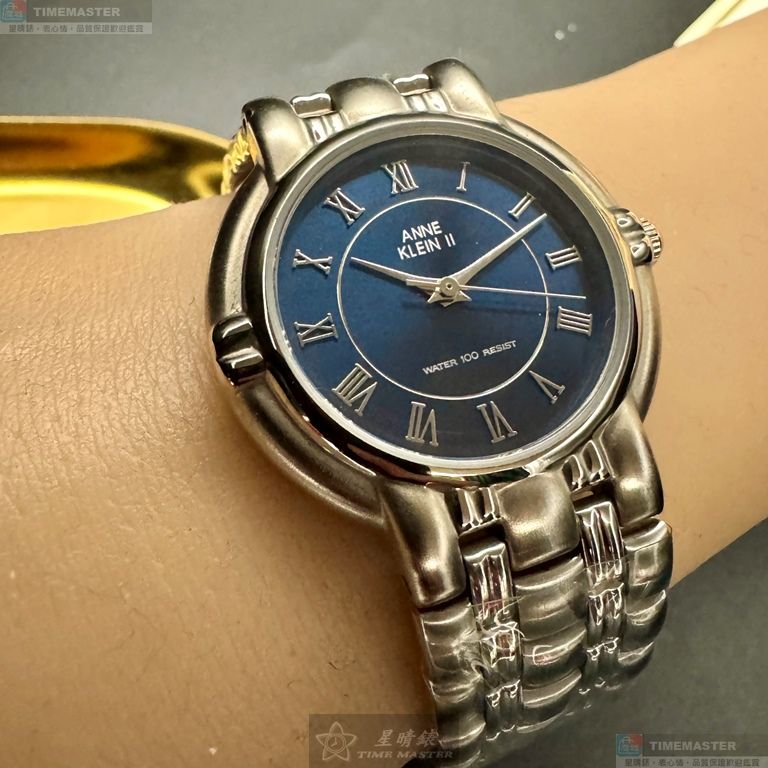 [星晴錶業]ANNE KLEIN手錶,34mm,AN00542寶藍色錶面銀錶殼銀色精鋼錶帶款, , large