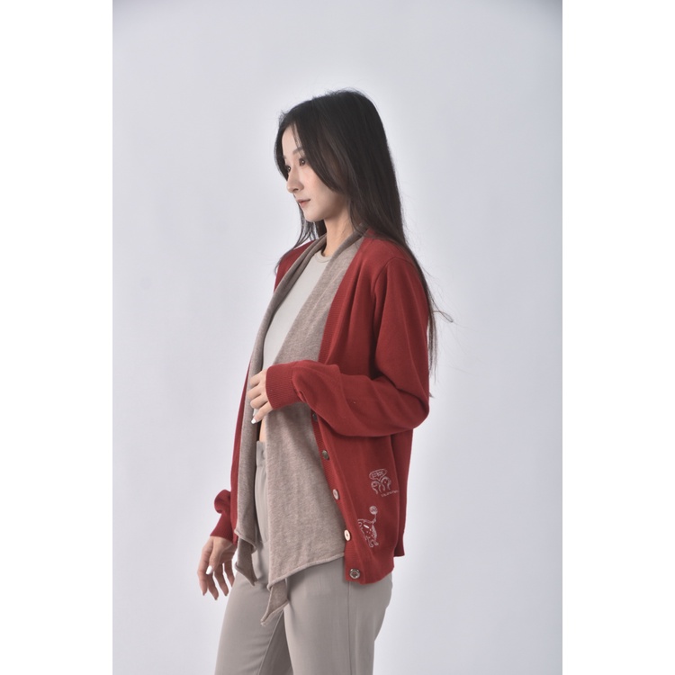 (F) gozo棉質假兩件紅色外套二手衣, , large