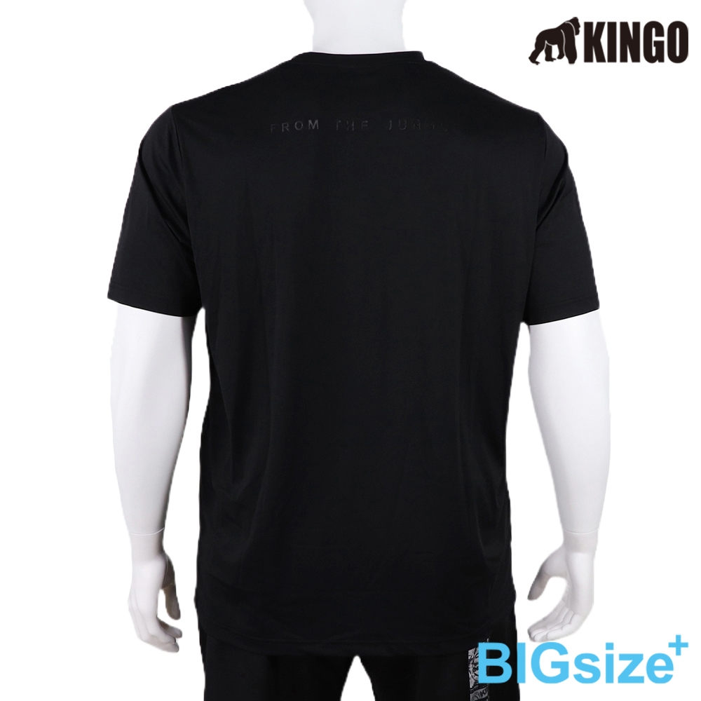 KINGO-大尺碼-男款 涼感 圓領T-黑-413631, , large