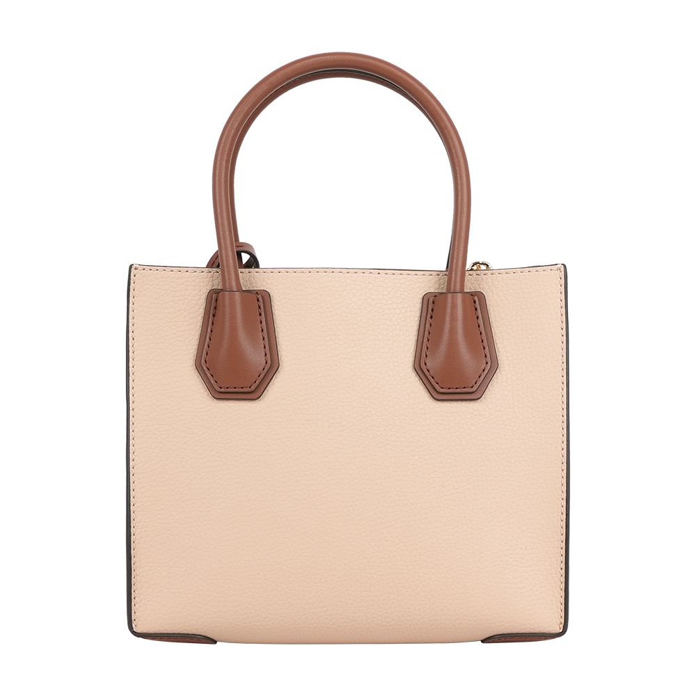 Michael Kors Mercer Logo 吊飾粒紋皮革中型二用包(粉膚/焦糖), , large
