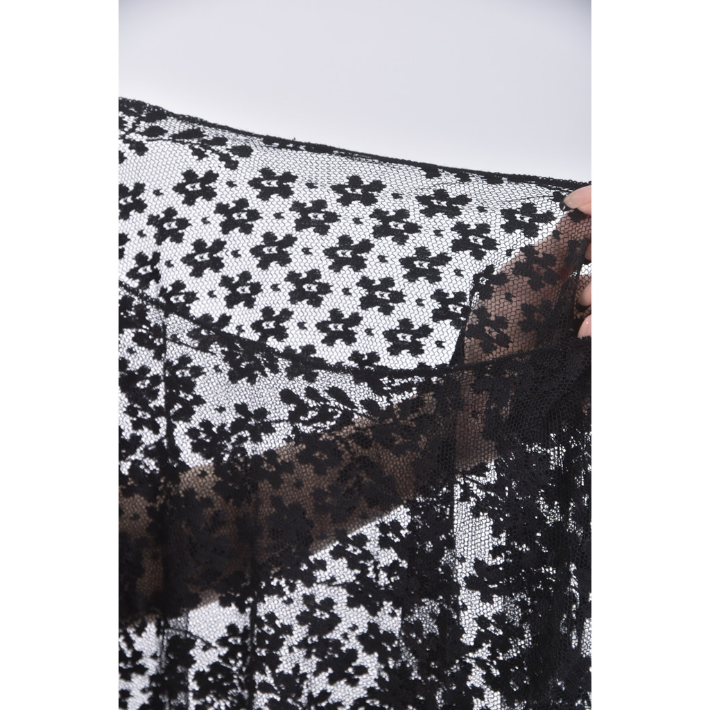 (M) 蕾絲透膚黑色短袖上衣二手衣, , large