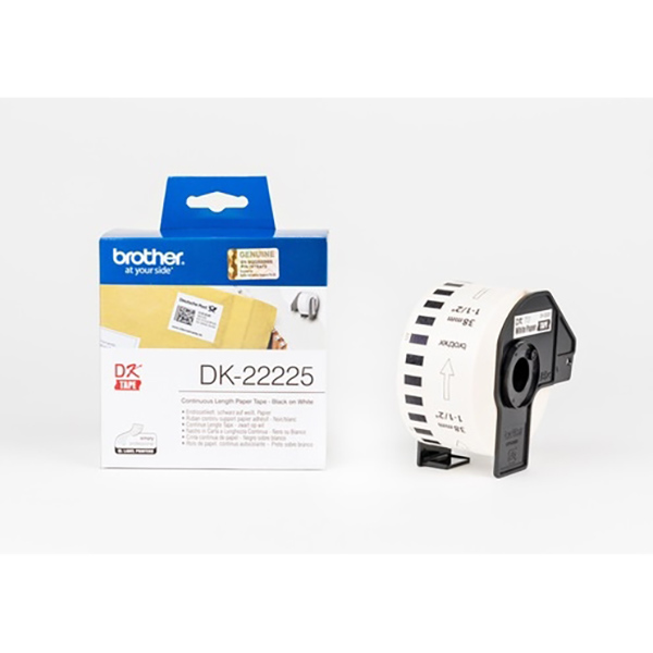 【 BROTHER】兄弟牌  白底黑字 38mm*30.48M 連續標籤帶 / 盒 DK-22225, , large