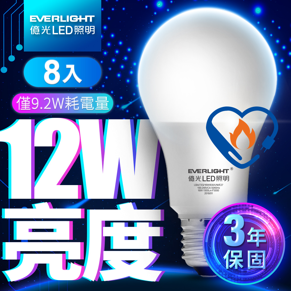 Everlight 8 is included in the group, 12W brightness, super energy-saving plus, only 9.2W power consumption (yellow light), , large