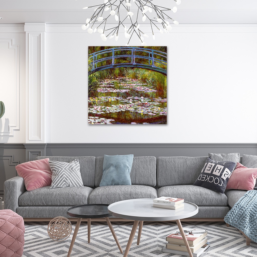 【御畫房】睡蓮 國家一級畫師手繪油畫80×80cm(VF-175), , large