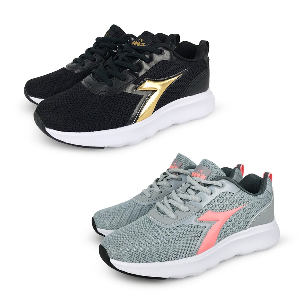 DIADORA迪亞多那 時尚運動女鞋 女運動鞋 慢跑鞋 吸震 回彈 厚底 輕量 透氣 減壓 彈力 棉鞋墊 止滑 黑 灰, , large