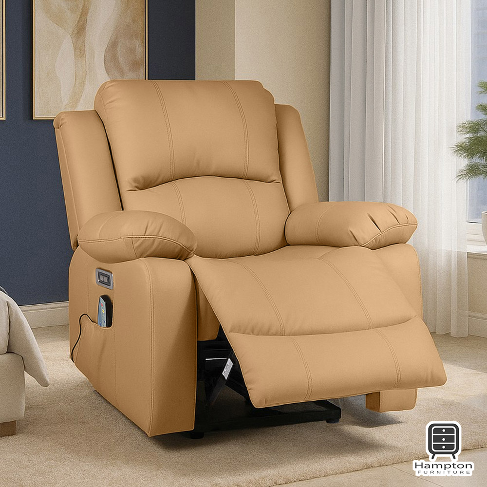 【Hampton 漢汀堡】勞倫斯電動按摩躺椅-泰迪橙, , large