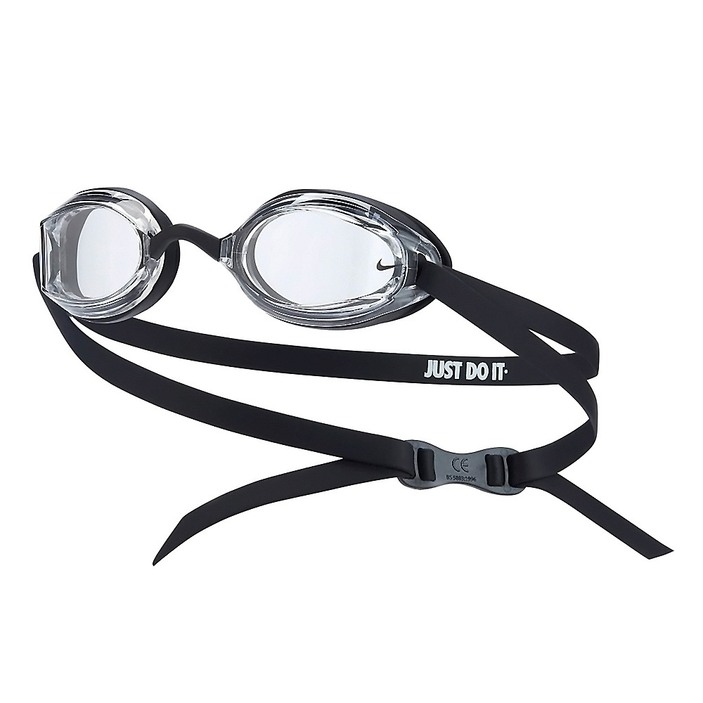 NIKE LEGACY 成人專業型泳鏡 游泳 競賽 比賽 訓練 運動 休閒 廣角 人體工學 調整便利 附鼻橋 黑白 深灰, 深灰, large