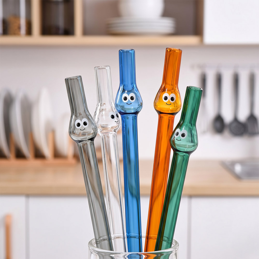 小珍珠玻璃吸管 粗吸管 玻璃吸管 【5色可選】造型吸管 環保吸管 藍色小精靈 高硼矽耐熱玻璃 耐高溫 飲料配件 居家生活 聖誕禮物, , large