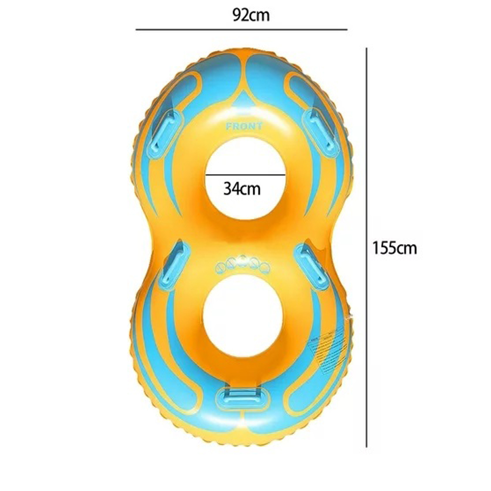 42-inch Thickened Swimming Ring, Double Swimming Ring, Double Figure-Eight Swimming Ring, Mixed-Use Swimming Ring, Swimming Ring with Handles, Parent-Child & Adult Swimming Ring, Water Skiing Ring, Suitable for Water Play and Beach Use, , large