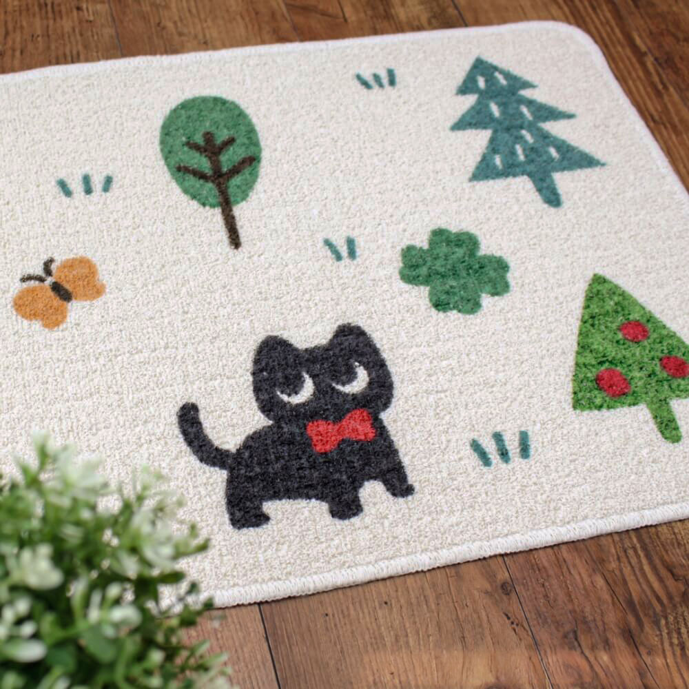 [Japan Oka] Made in Japan Recycled Printed Kitchen Mat 45×120cm (Leisure Time Style / Machine Washable / 4mm Thick), , large