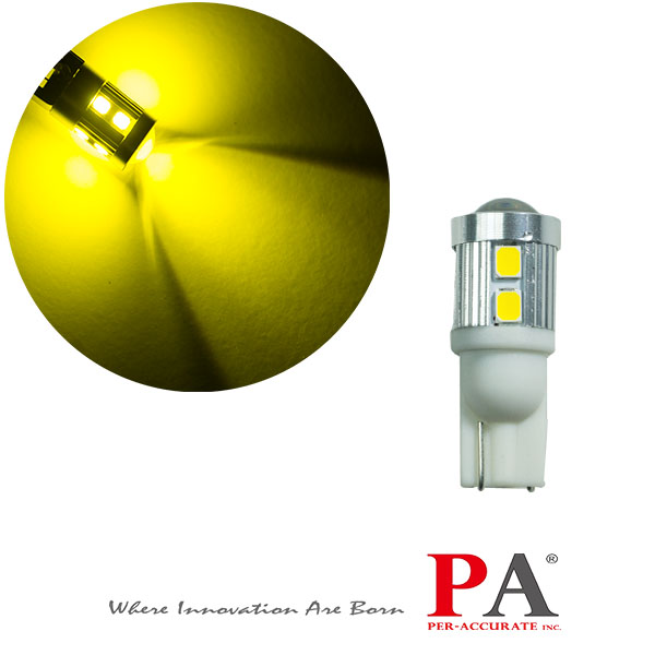 [PA LED] LED 2835SMD Automotive Motorcycle Light Bulb For Turn Signal DRL Interior Light Golden Yellow T10, , large