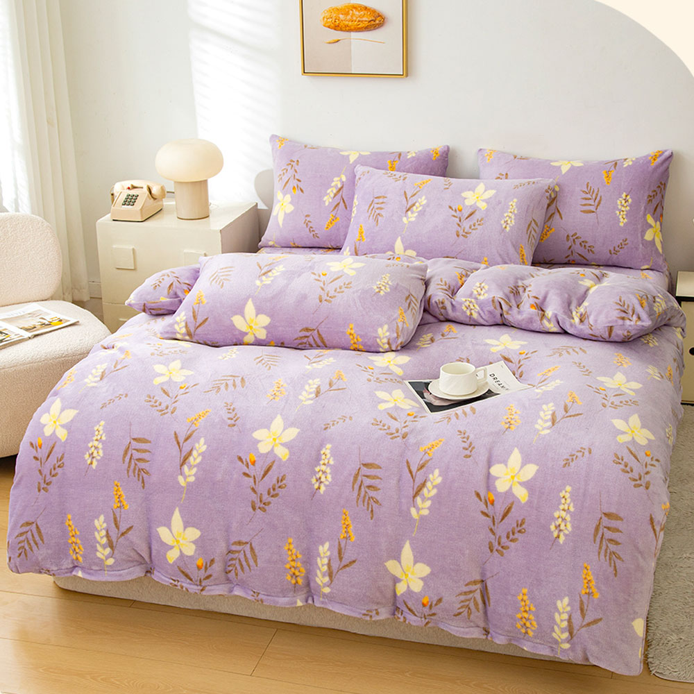 A-nice JOJO專櫃品牌 加厚款法蘭絨 床包兩用被毯四件組 柔軟細緻保暖 A - 花滿物語, , large