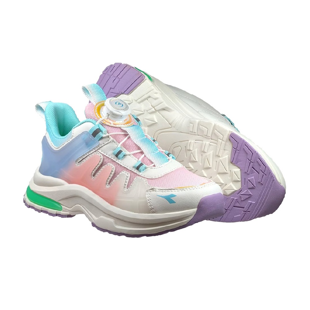 DIADORA迪亞多那 大童專業慢跑鞋 童運動鞋 童鞋 寬楦 輕量 透氣 保護後跟 吸震 穩定 抗菌 除臭 黑綠 藍紫, , large