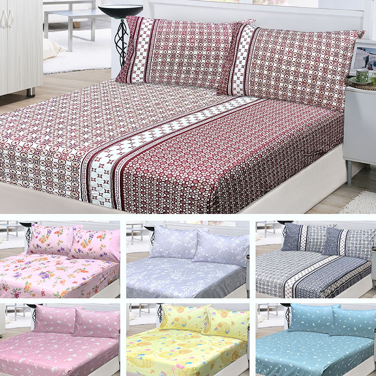 【多利寶寢具】FITNESS 精梳棉床包枕套三件組(雙人/加大)-多款任選, , large