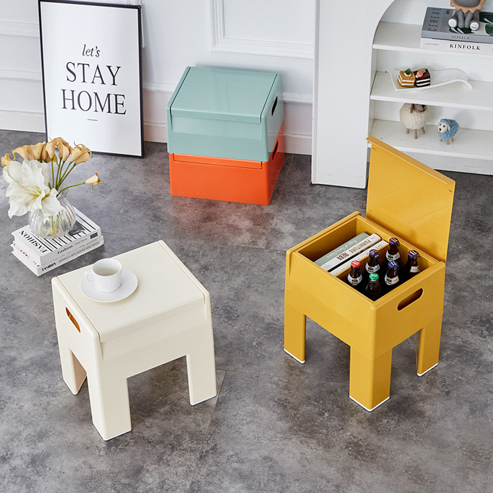 【AOTTO】簡約創意可收納防滑椅凳-白色(ID-004W), , large