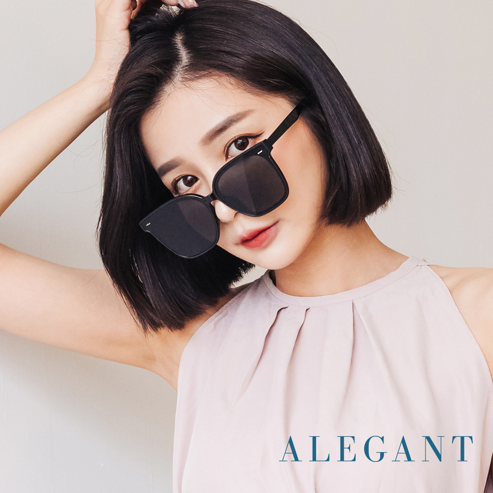 月牙黑韓版中性貓眼方框墨鏡/UV400太陽眼鏡〔ALEGANT〕, , large