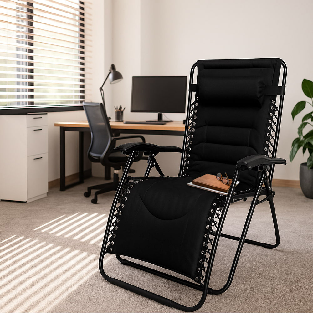 【AOTTO】升級款舒適頭枕加厚泡棉折疊躺椅(LC-002), , large