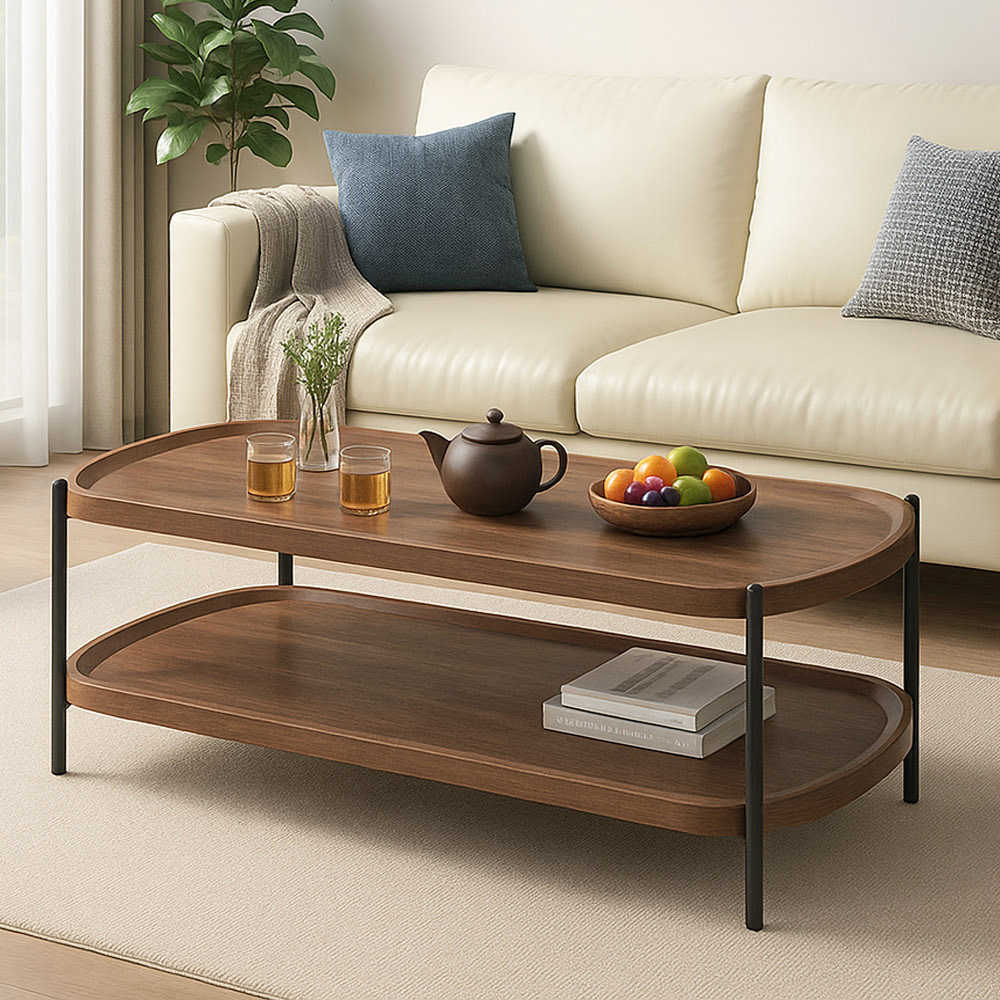 【AOTTO】簡約圓弧雙層客廳大茶几(TA-301)	, , large