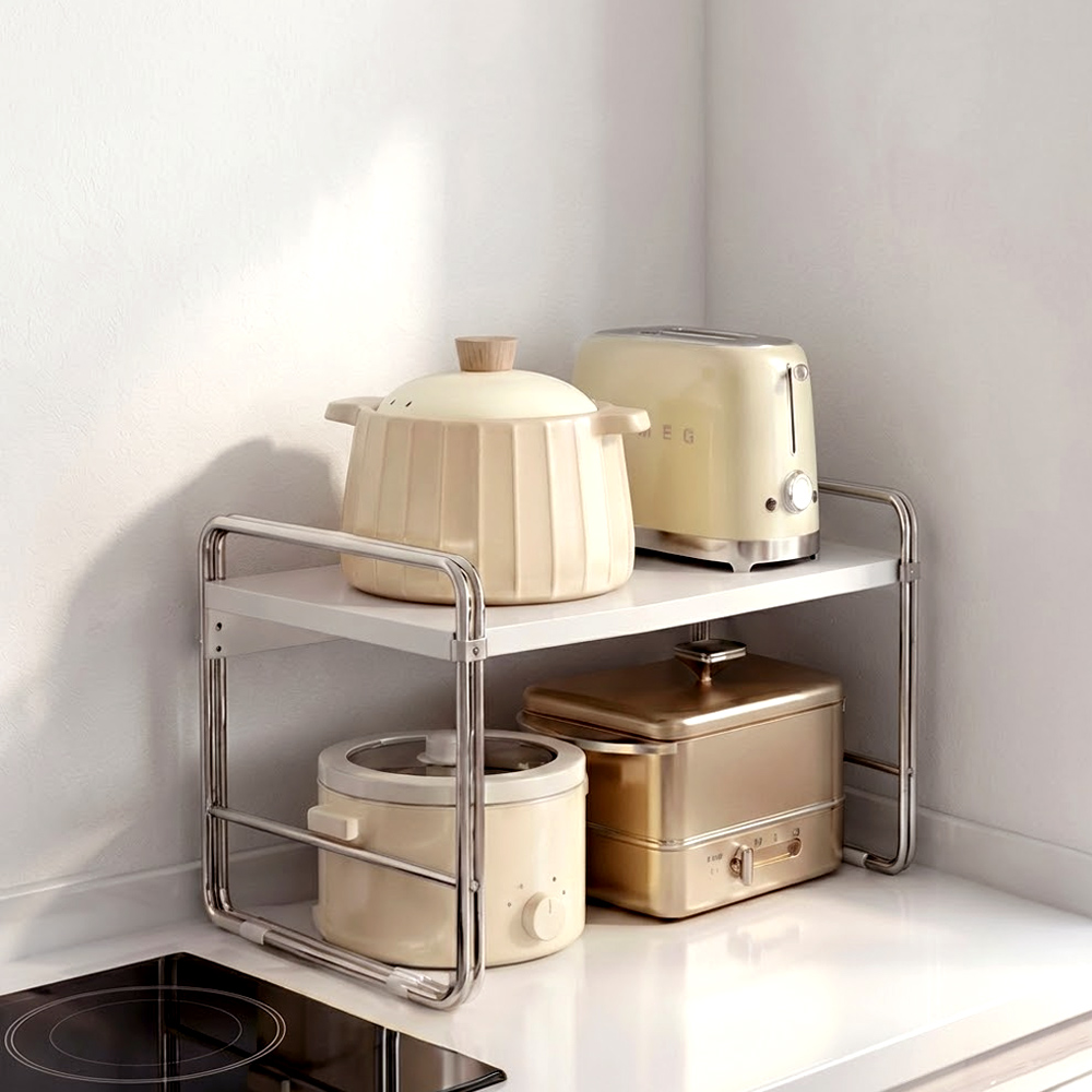 【上手家居】伸縮廚房置物架(伸縮置物架/調味料收納架/分層收納架/雙層收納架), , large